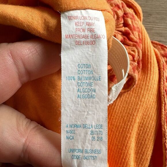 Vintage Y2K Babymini Catmini Orange Mixed Media Collared Front Pockets Top 2T - Picture 9 of 10